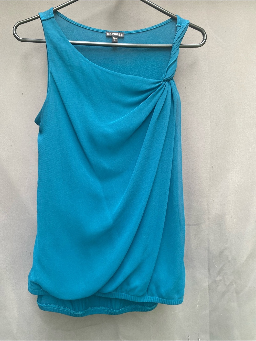 Express Teal Blue One-Shoulder Draped Tank